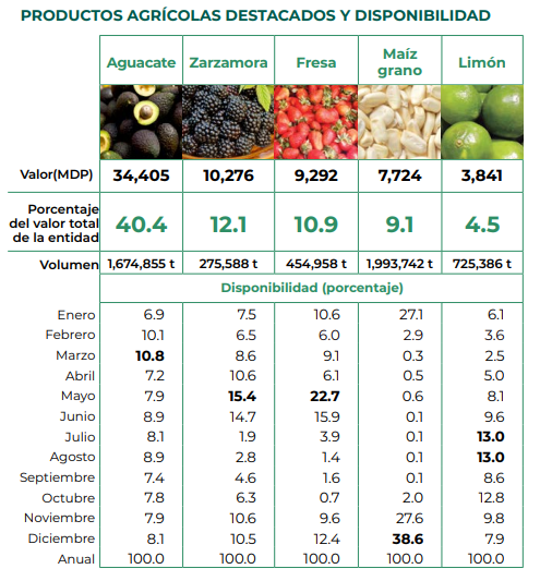 Productos agrícolas de Michoacán